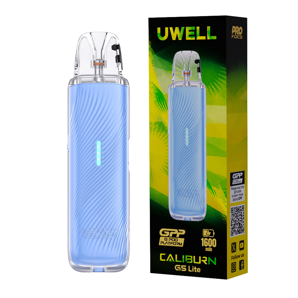Uwell CALIBURN G5 Lite 1600mAh Pod System Starter Kit With 3ML Refillable CALIBURN GPP Integrated Coil Cartridge Pod (MSRP $14.99)