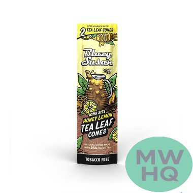Blazy Susan Tea Leaf King Size Cones Tobacco & Nicotine Free Vegan - Pack of 2 - Display of 10 Packs