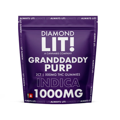 Diamond LIT! THC Gummies 1000MG - 2ct Pack - Display of 25 Packs