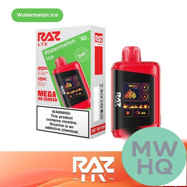 RAZ LTX 25K Puffs 16ML Disposable Device With Adjustable Airflow System & Mega HD Screen - Display of 5