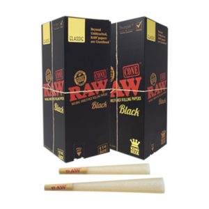 RAW Cone Classic Black Cones - King Size - Pack of 20 - Display of 12 Packs (MSRP $9.99 Each)
