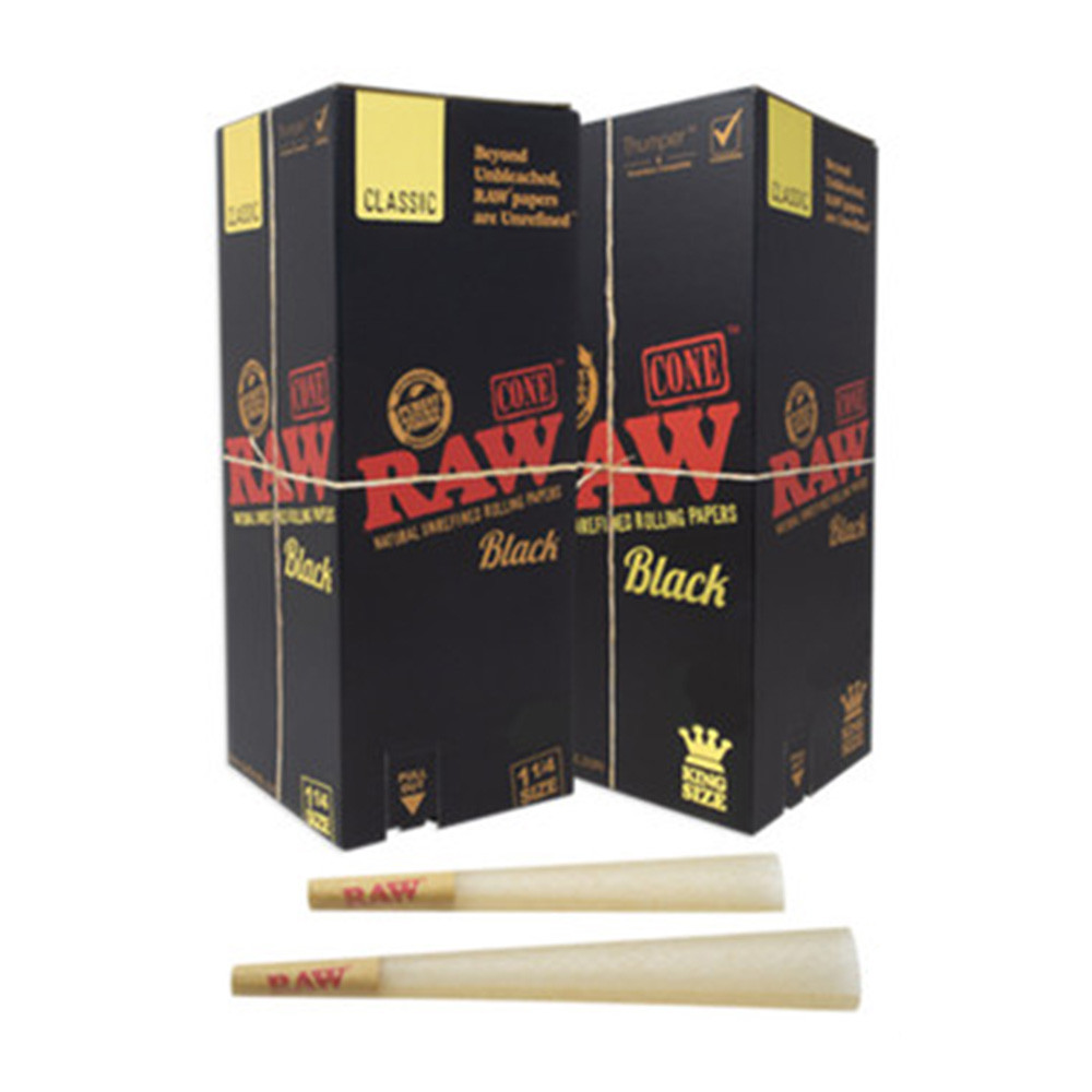 RAW Cone Classic Black Cones - King Size - Pack of 20 - Display of 12 Packs (MSRP $9.99 Each)