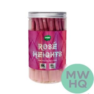 Endo Rose Heights King Size Pink Pre-Rolled Cone Rolling Papers - Display of 80