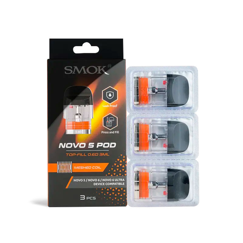 SMOK Novo 5 3ML Refillable Replacement Top-Fill Pod - Pack of 3 (MSRP $9.99)