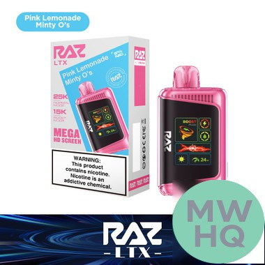 RAZ LTX 25K Puffs 16ML Disposable Device With Adjustable Airflow System & Mega HD Screen - Display of 5