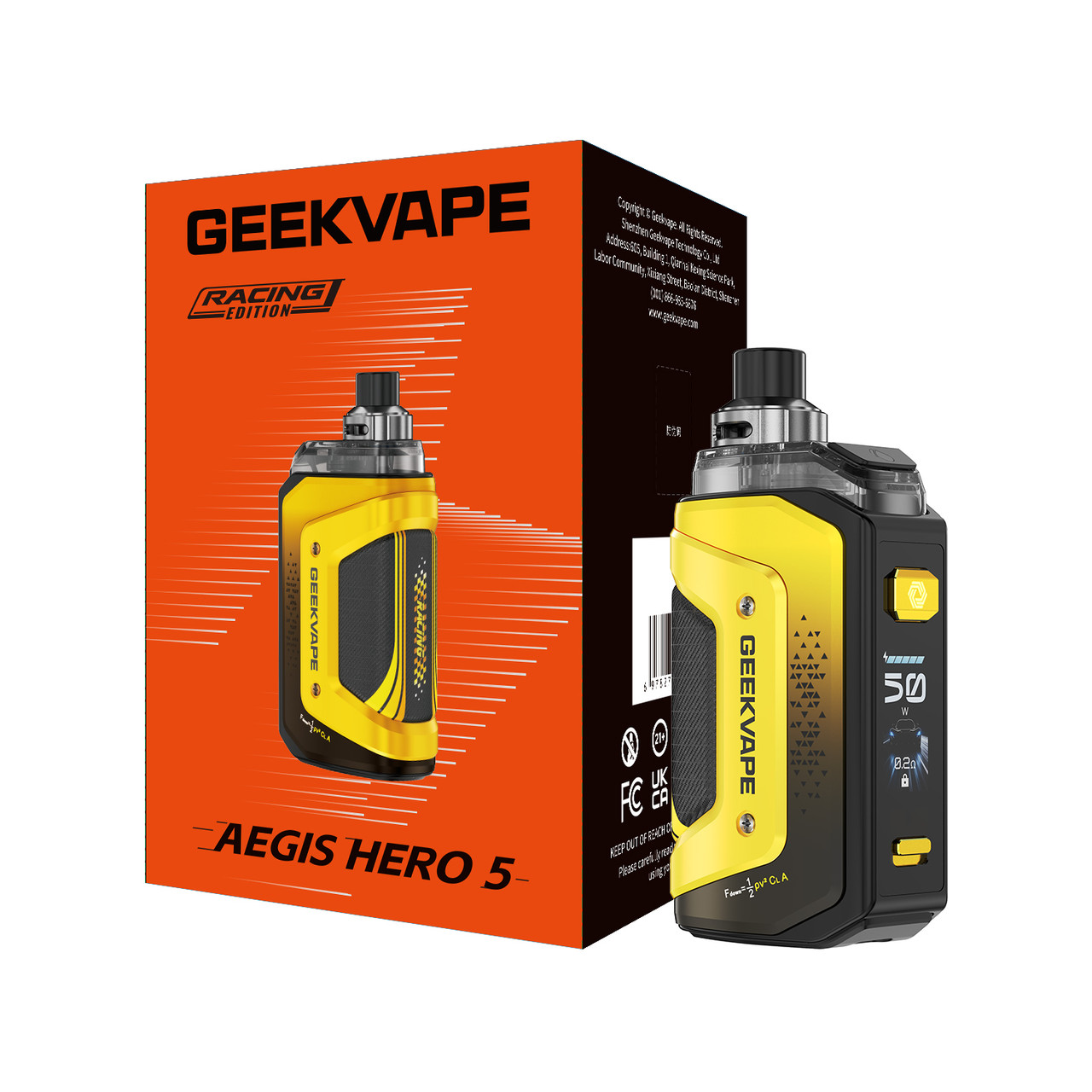 GeekVape Aegis Hero 5 2000mAh Pod System Starter Kit With 6.5ML Refillable Aegis Hero Cartridge (MSRP $49.99)