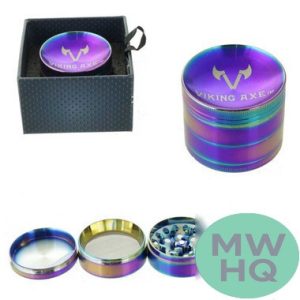 Viking Axe Tobacco Grinder - 56mm - 4 Part - Rainbow [GV002-56RB]