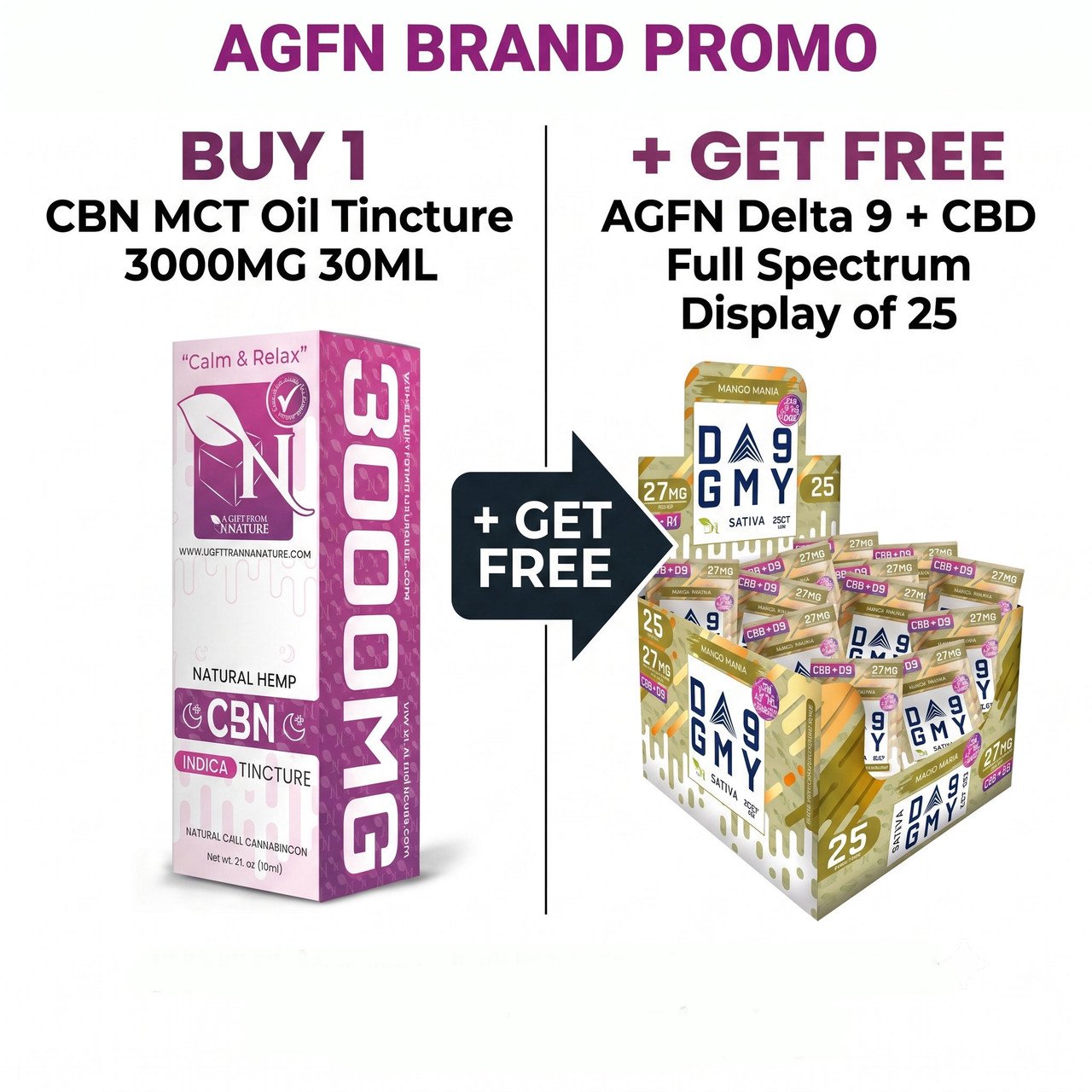 AGFN CBN MCT Oil Tincture 3000MG 30ML (MSRP $34.99)