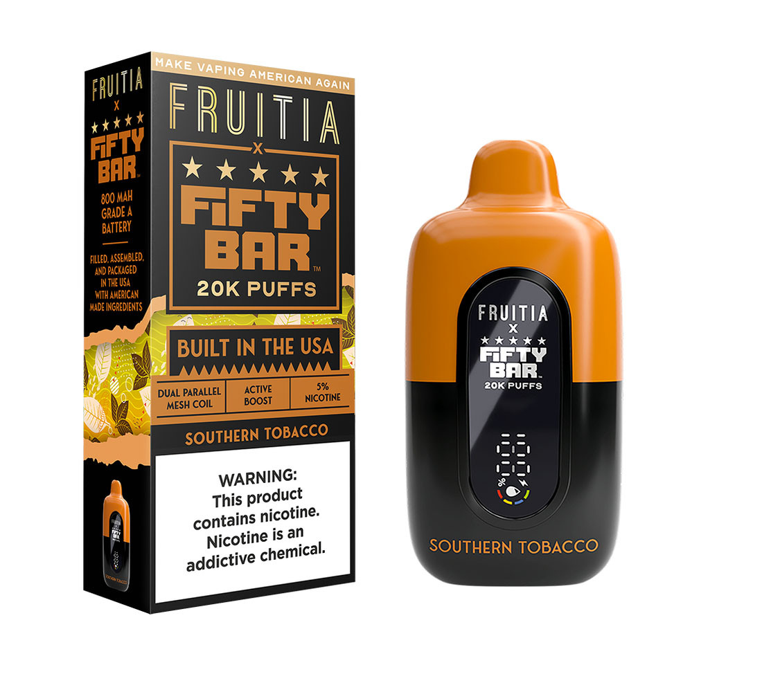 Fruitia x Fifty Bar 18ML 20K Puffs Nicotine Disposable Device With Always Active Boost & Adjustable Airflow - Display of 5 - TEXAS COMPLIANT