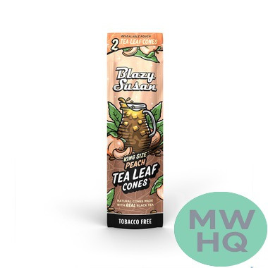 Blazy Susan Tea Leaf King Size Cones Tobacco & Nicotine Free Vegan - Pack of 2 - Display of 10 Packs