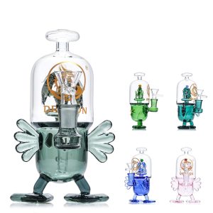 Dragon Glass Alien Character Mini Water Pipe With Inline Perc - 260 Grams - 6.5 Inches - Assorted Colors [DGE-488] (MSRP $25.00)