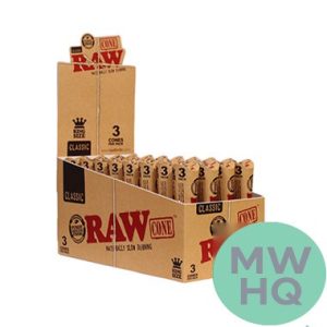 RAW Cone Rolling Papers - King Size - 32 Pack - 3 Cones Per Pack