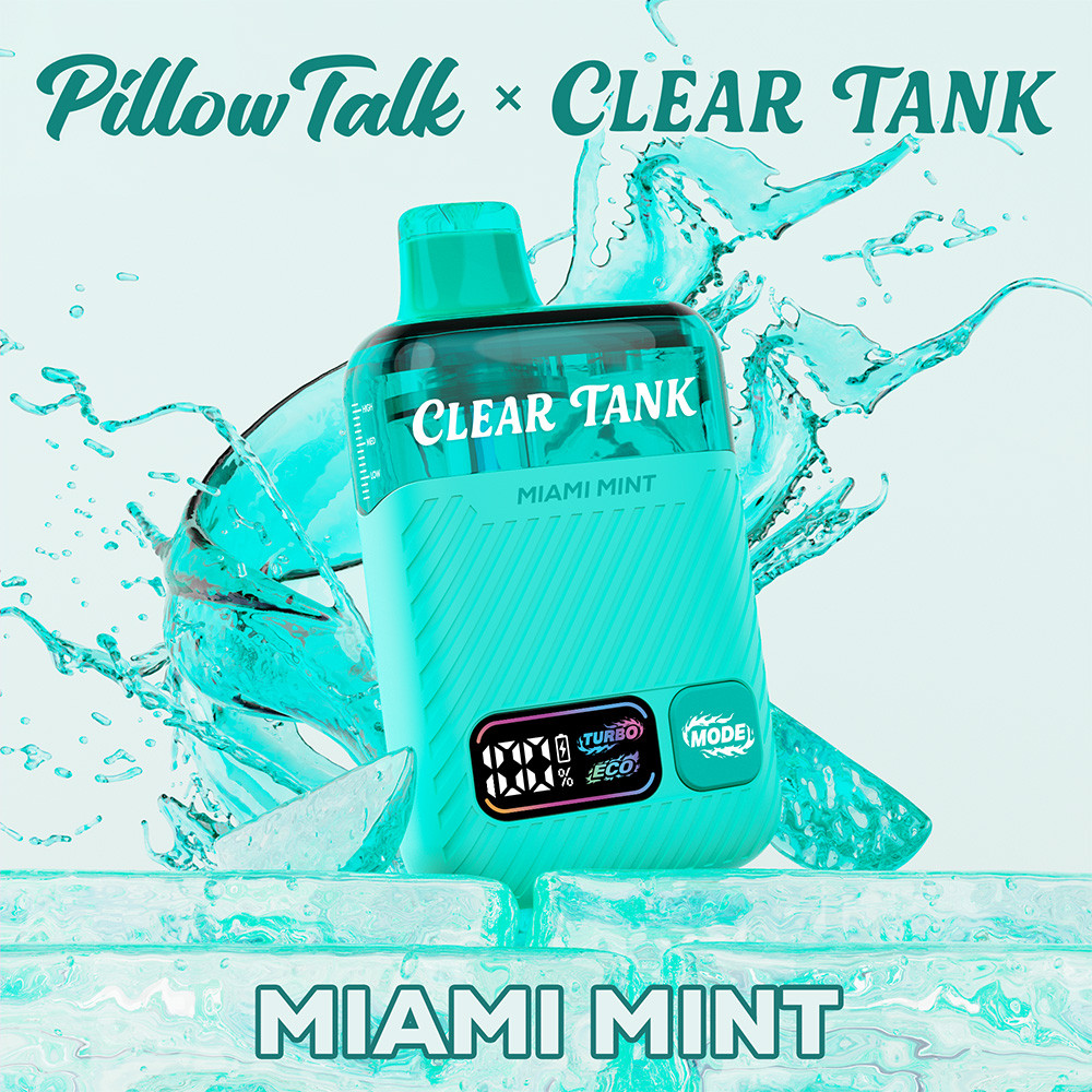 Pillow Talk Clear Tank 60K Puffs 18ML Disposable Device With Dual Mesh - Display of 5 - TEXAS COMPLIANT (MSRP $17.99 Each)