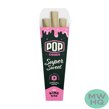 Pop Cones Unbleached King Size Cones - Pack of 3 - Display of 24 Packs