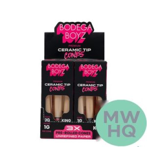 Bodega Boyz King Pre-Rolled Cones With Ceramic Tip - Pack of 3 - Display of 10 Packs