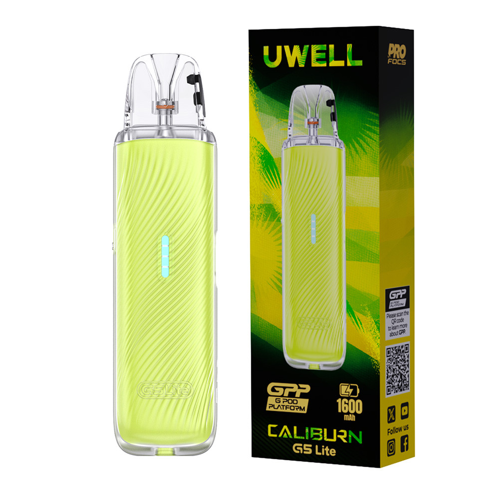 Uwell CALIBURN G5 Lite 1600mAh Pod System Starter Kit With 3ML Refillable CALIBURN GPP Integrated Coil Cartridge Pod (MSRP $14.99)