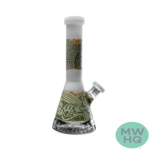Glass Botanical Etching Bong Water Pipe Beaker Base With Diffused Downstem - 650 Grams - 11.5 Inches [GODEN06] (MSRP $51.00)