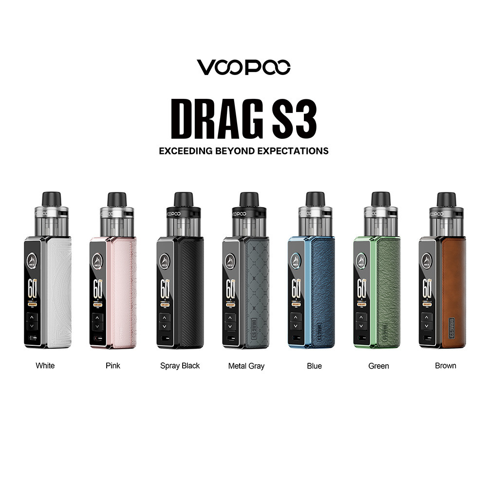 VooPoo Drag S3 3000mAh Pod System Starter Kit With 5ML Refillable PnP X Cartridge Pod (MSRP $46.99)