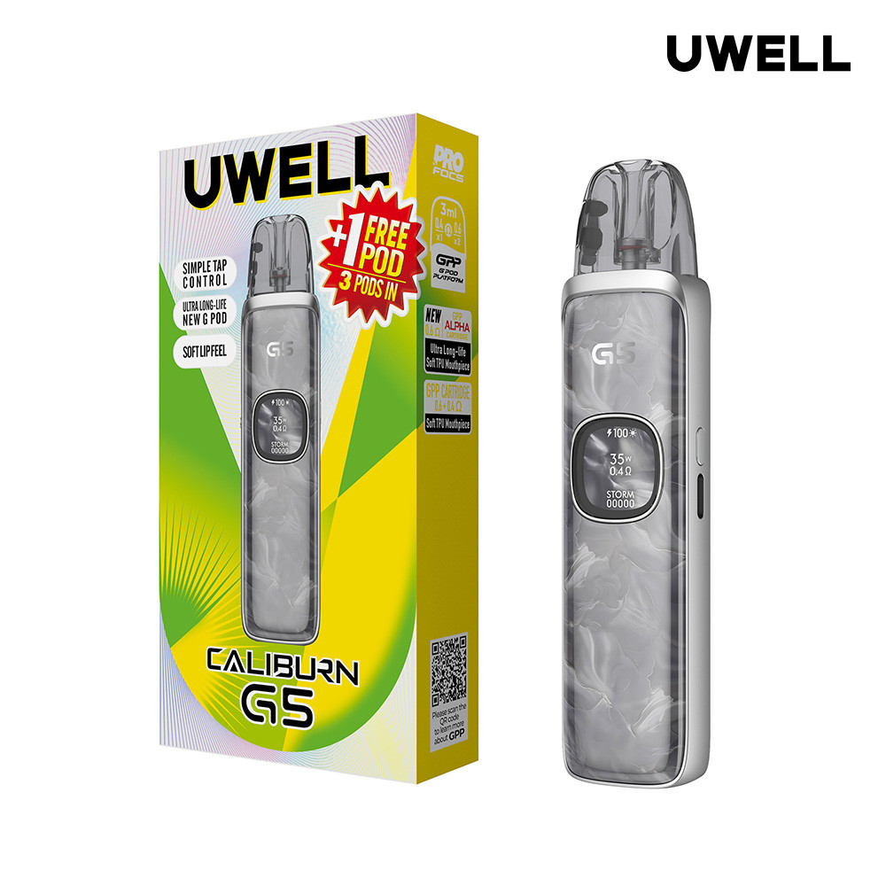 Uwell CALIBURN G5 1600mAh Pod System Starter Kit With 3 x 3ML Refillable CALIBURN GPP Cartridge Pod (MSRP $36.99)