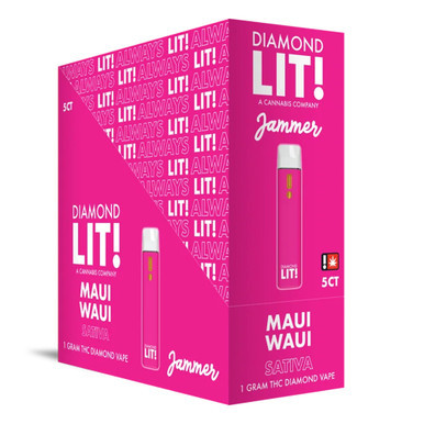 Diamond LIT! Jammer THC Diamond Disposable Vape 1G - Display of 5 (MSRP $16.99 Each)