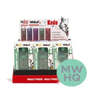 Wulf Mods X-Ray Series Kodo 400mAh Adjustable Voltage 510 Cartridge Vaporizer Battery - Assorted Colors - Display of 15