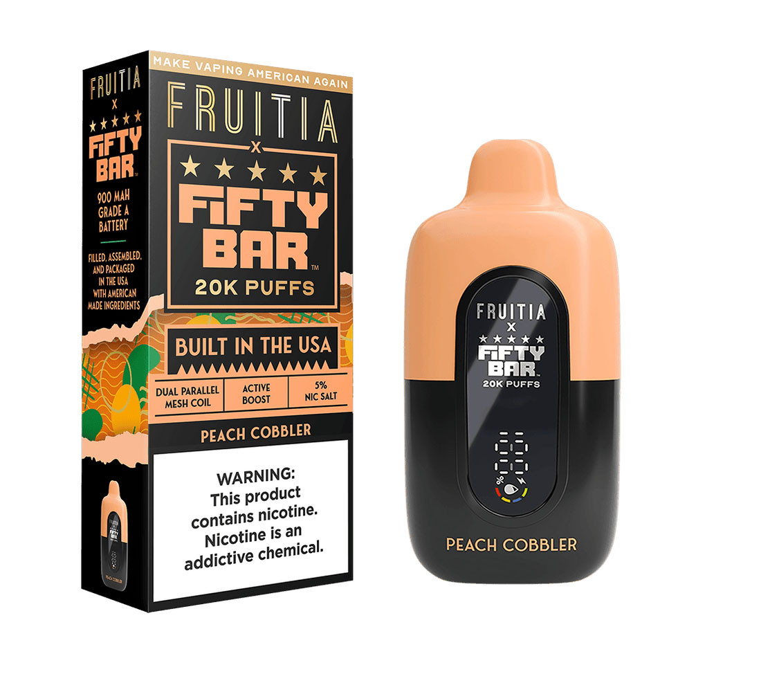 Fruitia x Fifty Bar 18ML 20K Puffs Nicotine Disposable Device With Always Active Boost & Adjustable Airflow - Display of 5 - TEXAS COMPLIANT