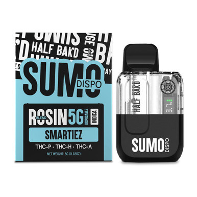Half Bak'd Sumo Rosin Blend Delta THC-P + THC-H + THC-A Disposable Device 5G With LED Screen - Display of 5