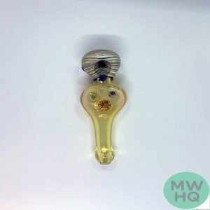 Glass Hand Pipe Dye Tube Head Marble Silver Fume Round Belly Spoon - 140 Grams - 5 Inches [B604]