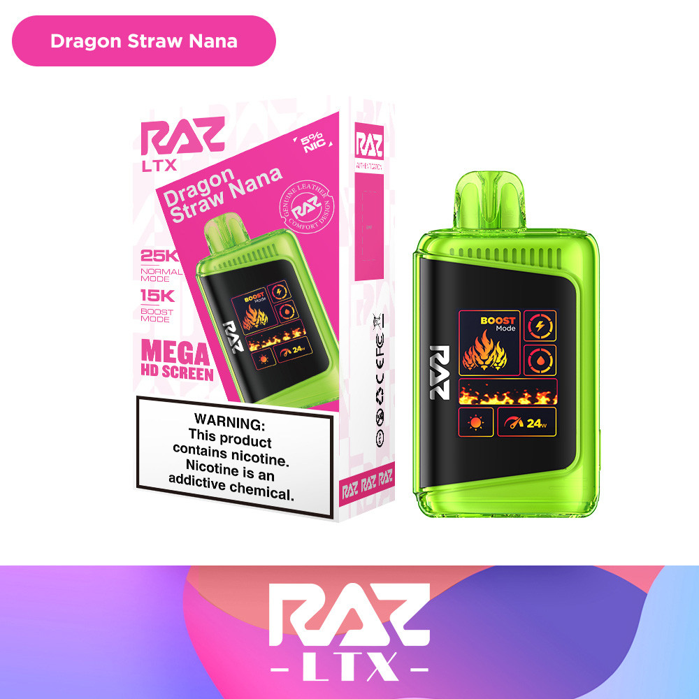 RAZ LTX 25K Puffs 16ML Disposable Device With Adjustable Airflow System & Mega HD Screen - Display of 5