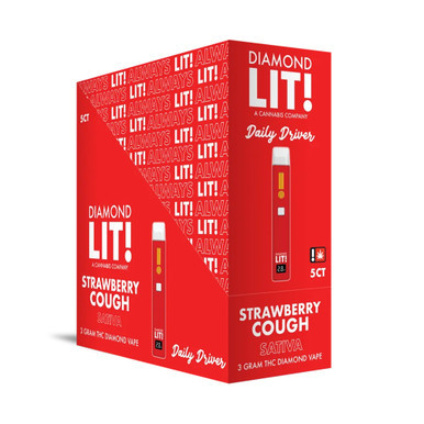 Diamond LIT! Daily Driver THC Diamond Disposable Vape 3G - Display of 5 (MSRP $29.99 Each)