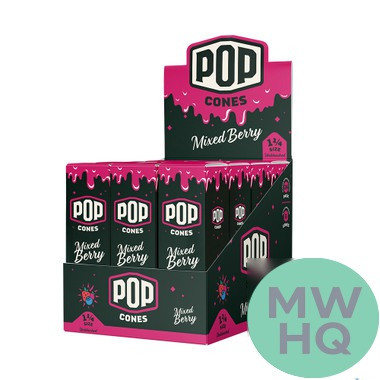 Pop Cones Unbleached 1 1/4 Size Cones - Pack of 6 - Display of 24 Packs