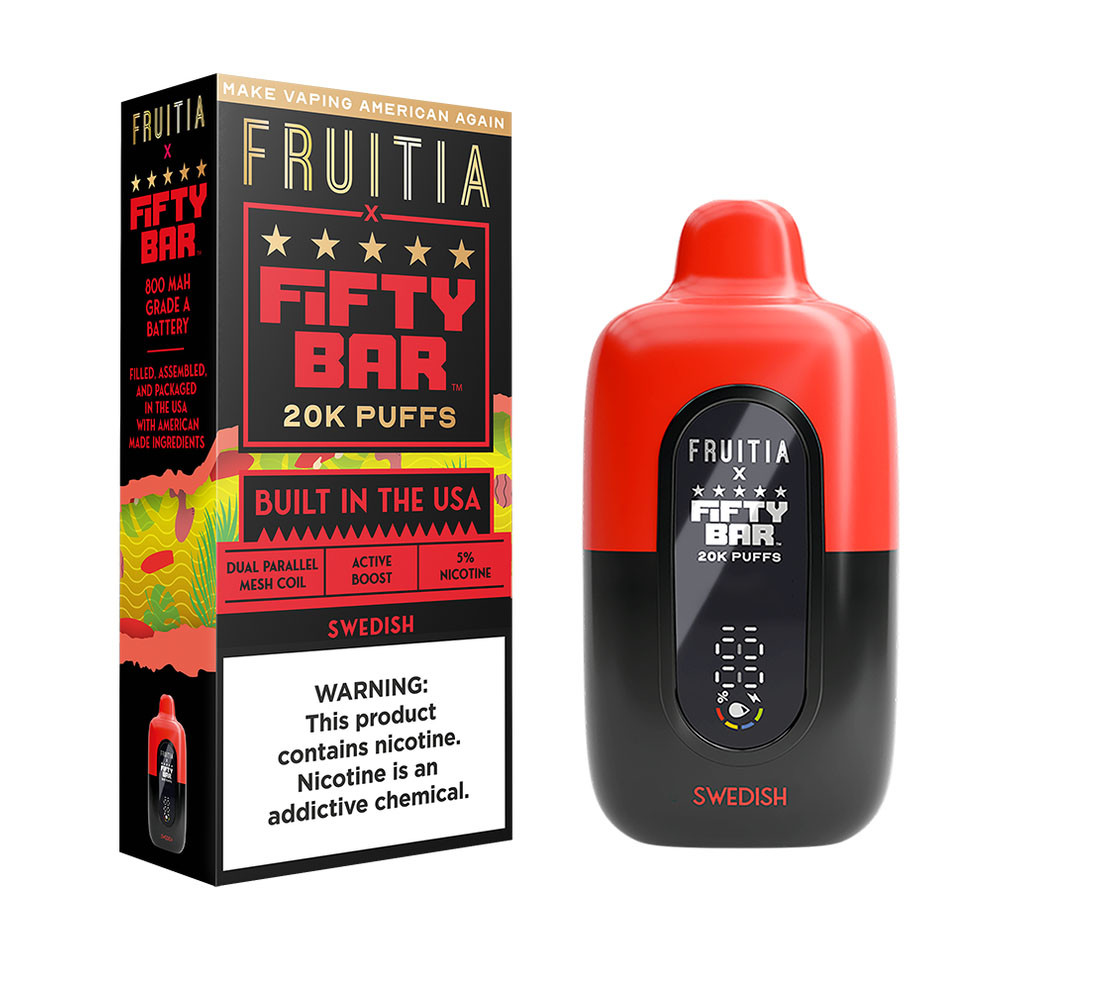 Fruitia x Fifty Bar 18ML 20K Puffs Nicotine Disposable Device With Always Active Boost & Adjustable Airflow - Display of 5 - TEXAS COMPLIANT