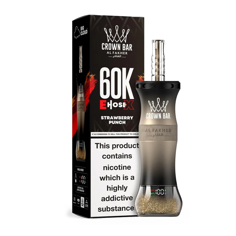 Al Fakher Crown Bar E Hose X / Cloud X 60K Puffs 50ML Disposable Device With Dual Mode - Display of 5 (MSRP $29.99 Each)