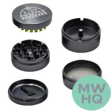Kief Sweeper Brush Plus Grinder - 5 Parts - Assorted Colors - Display of 6