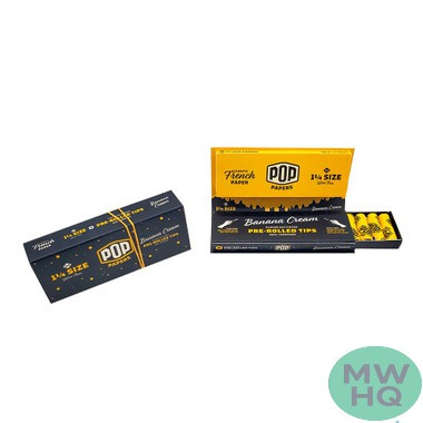 Pop Papers Authentic French Paper Ultra Thin + Pre-Rolled Tips - Display of 24 Packs - Black Display