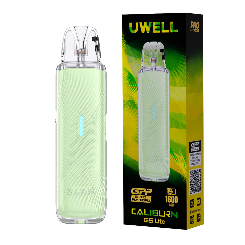 Uwell CALIBURN G5 Lite 1600mAh Pod System Starter Kit With 3ML Refillable CALIBURN GPP Integrated Coil Cartridge Pod (MSRP $14.99)