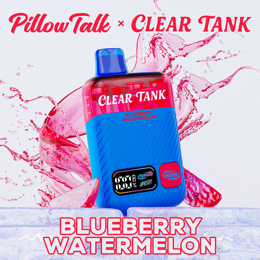 Pillow Talk Clear Tank 60K Puffs 18ML Disposable Device With Dual Mesh - Display of 5 - TEXAS COMPLIANT (MSRP $17.99 Each)