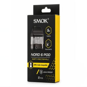 SMOK Nord 6 5ML Empty Refillable Replacement Top-Fill Pod - Pack of 2 (MSRP $8.00)