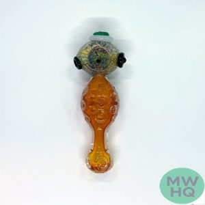 Glass Hand Pipe Frit Golden Fumed Marble Round Belly Spoon - 135 Grams - 5 Inches [B621]