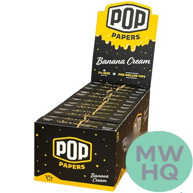 Pop Papers Authentic French Paper Ultra Thin + Pre-Rolled Tips - Display of 24 Packs - Black Display