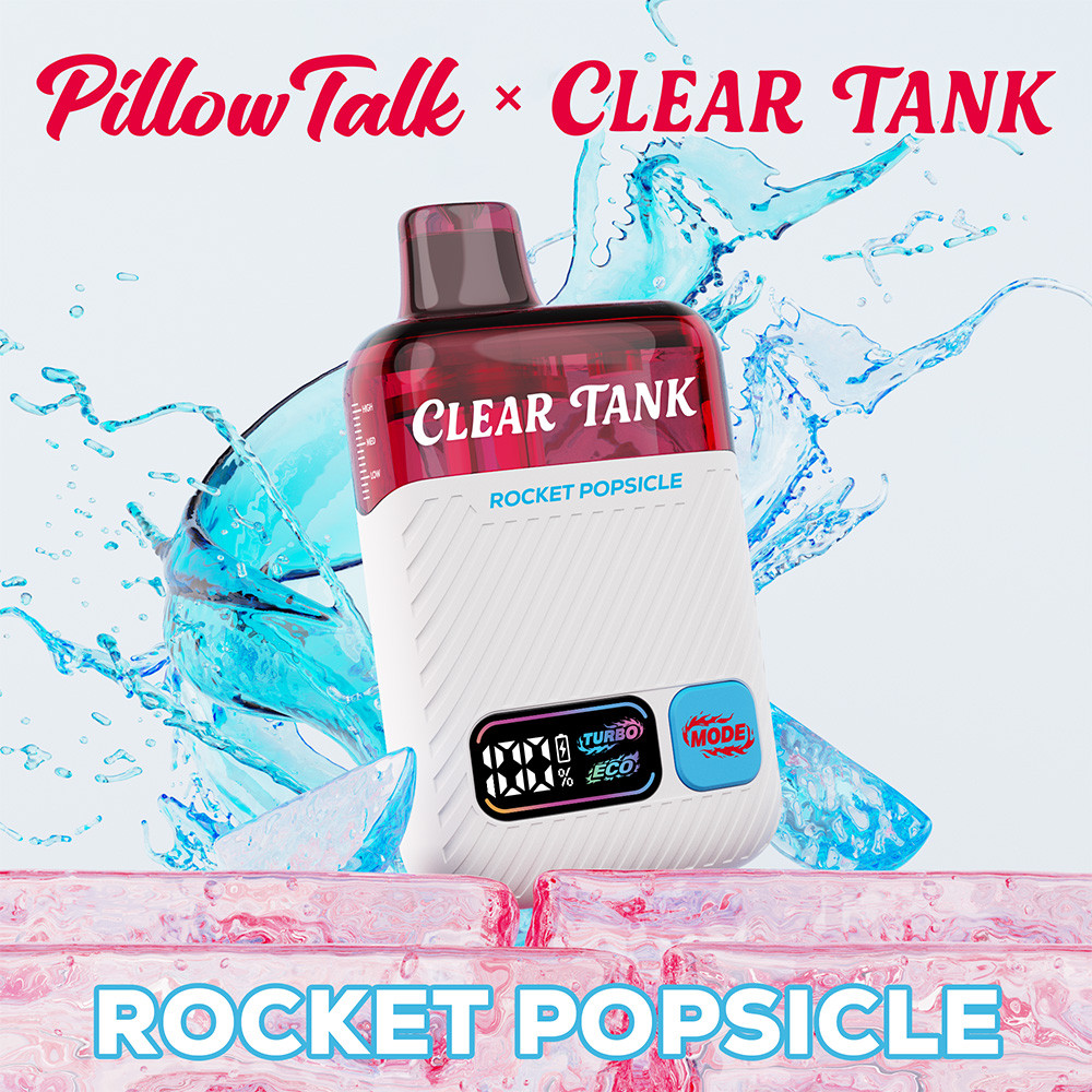 Pillow Talk Clear Tank 60K Puffs 18ML Disposable Device With Dual Mesh - Display of 5 - TEXAS COMPLIANT (MSRP $17.99 Each)