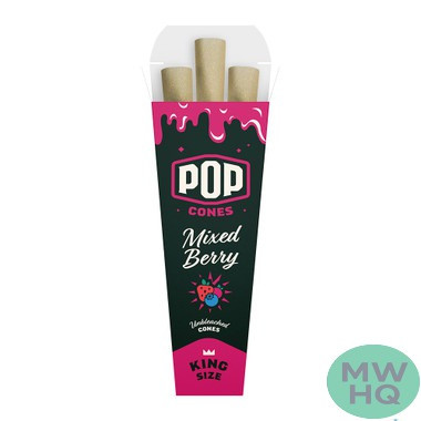 Pop Cones Unbleached King Size Cones - Pack of 3 - Display of 24 Packs