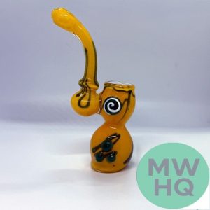 Glass Hand Water Pipe Frit Color Button Bubbler - 175 Grams - 7.5 Inches [B601]