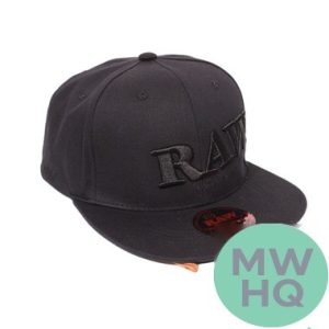 RAW Flat Brim Snapback Black On Black Baseball Cap (MSRP $20.00)