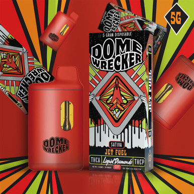Dome Wrecker Powered By HiXotic Delta THCA + Liquid Diamonds + THCP CDT Disposable Vape 5G - Display of 5