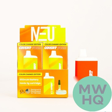 Neu Covert PUSH 650mAh Variable Voltage 510 Thread Rechargeable Cartridge Battery - Display of 6