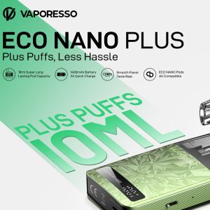 Vaporesso ECO NANO Plus 1400mAh Pod System Starter Kit With Refillable 10ML ECO NANO Pod (MSRP $22.00)