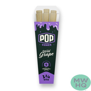 Pop Cones Unbleached 1 1/4 Size Cones - Pack of 6 - Display of 24 Packs
