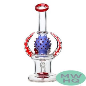BoroTech Horns Glass Water Pipe Dab Rig With Circ Perc Designed By Calibear - 300 Grams - 8 Inches - Assorted Colors [FY006]
