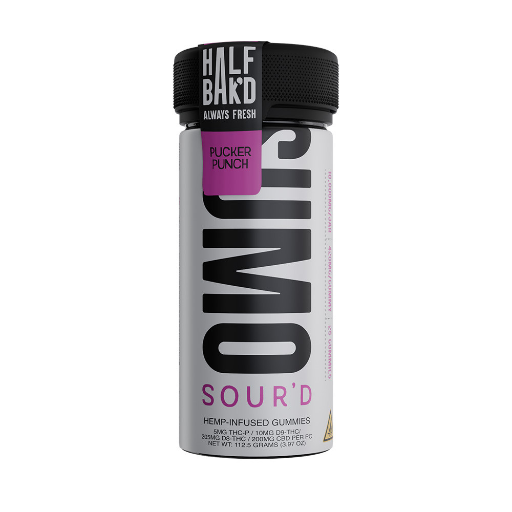Half Bak'd Sumo Sour'd Collection THC-P + D9-THC + D8-THC + CBD Hemp Infused Gummies 10000MG - 25ct Jar (MSRP $32.00)